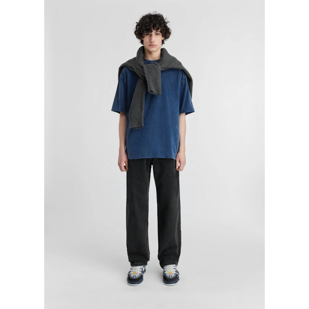 Axel Arigato Optic Distressed T-Shirt Blue Heren