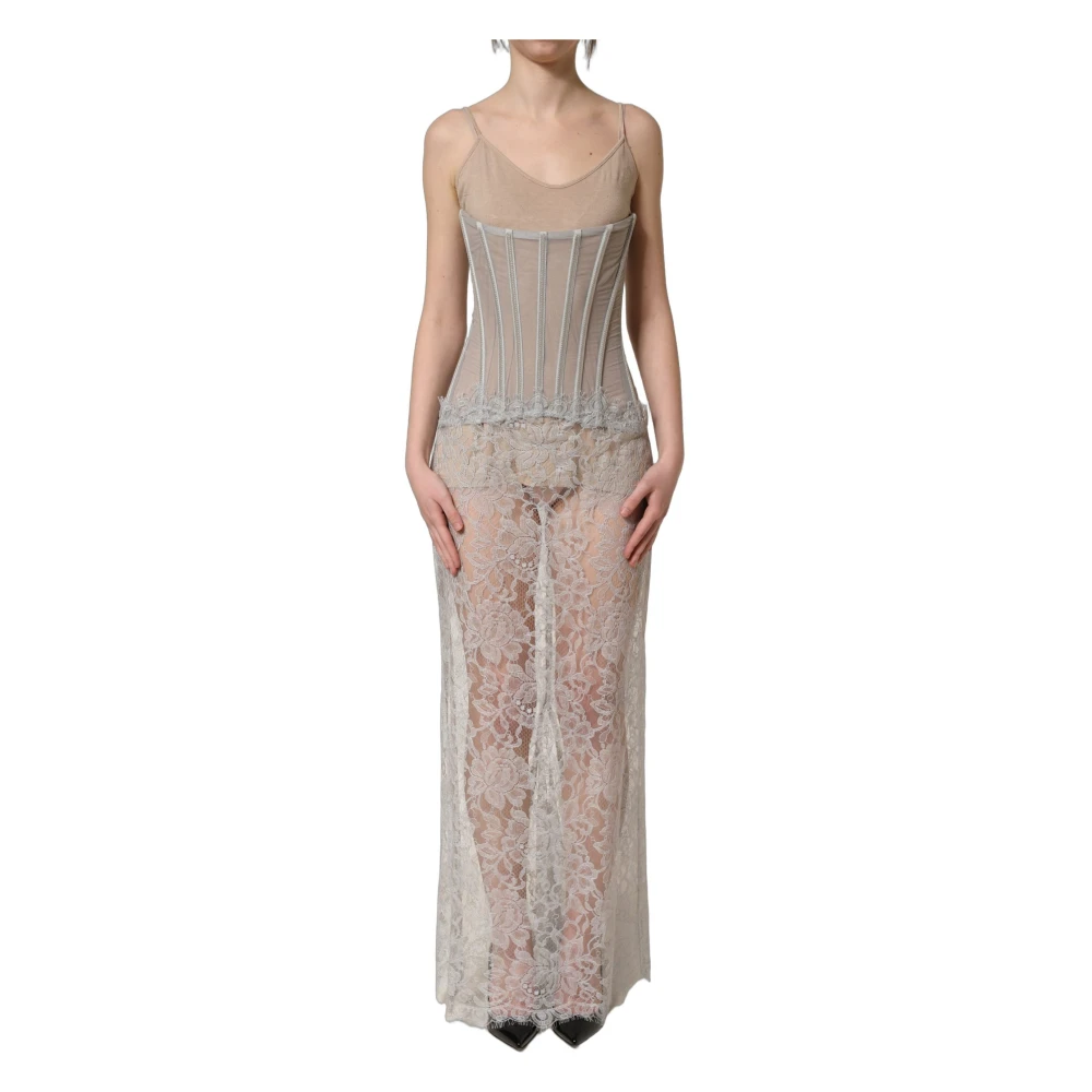 Dolce & Gabbana Women's Gray Corset Style Bodice Maxi Dress - Maxi Dresses - S - Dresses