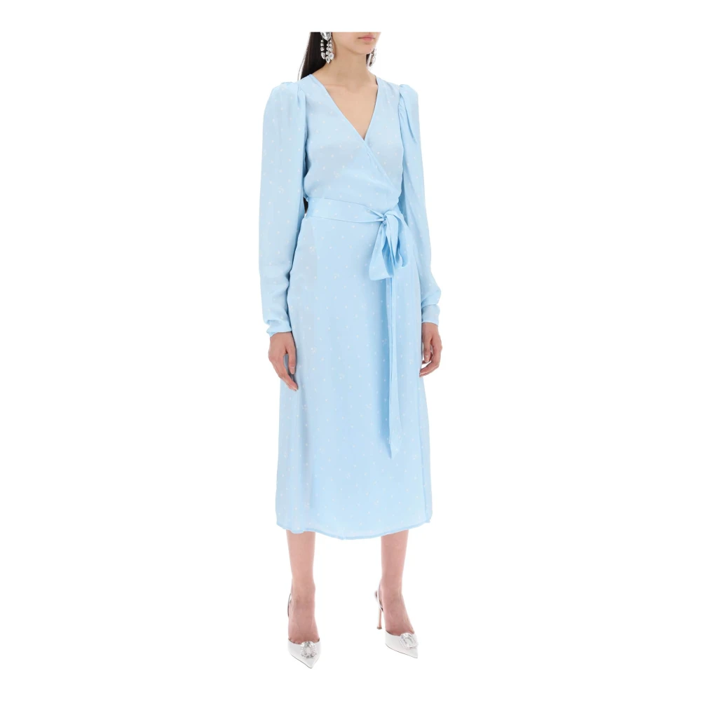 Rotate Birger Christensen Polka Dot Midi Wrap Dress Blue Dames