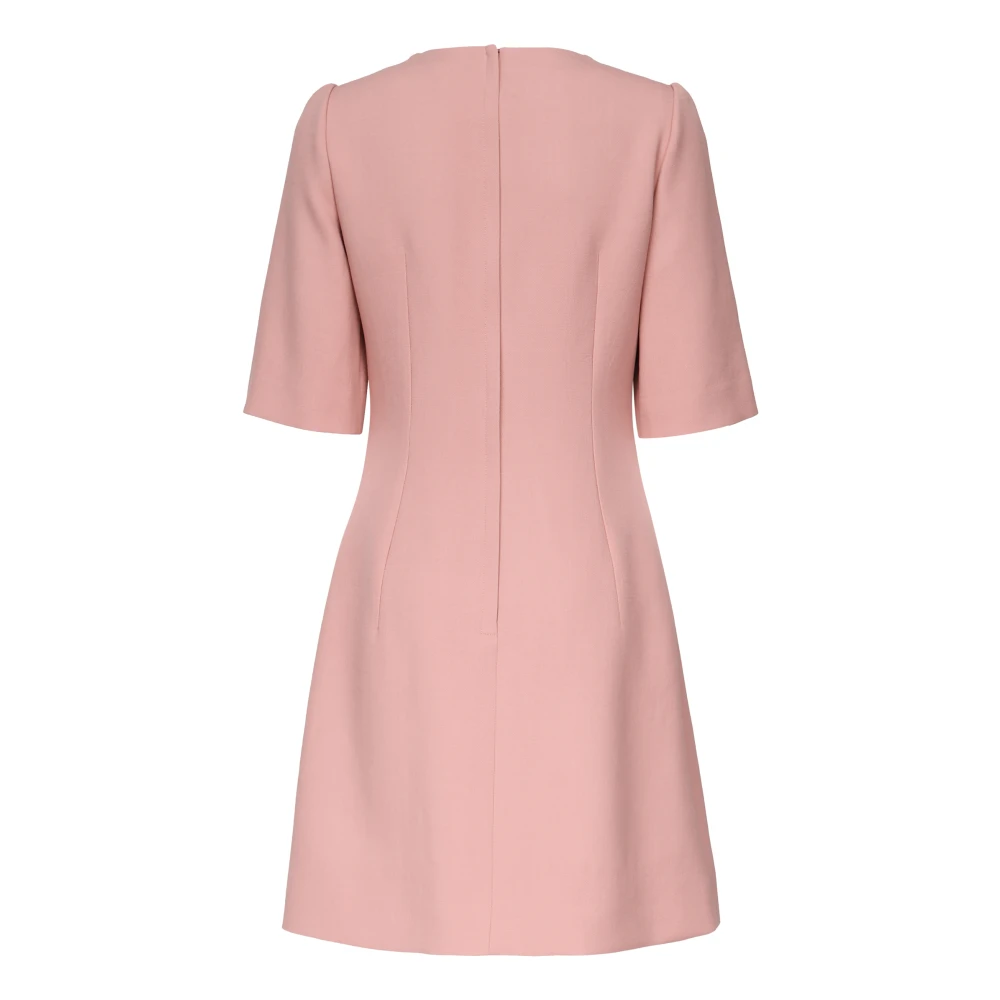 Dolce & Gabbana Roze Wolcrepe Midi Jurk Pink Dames