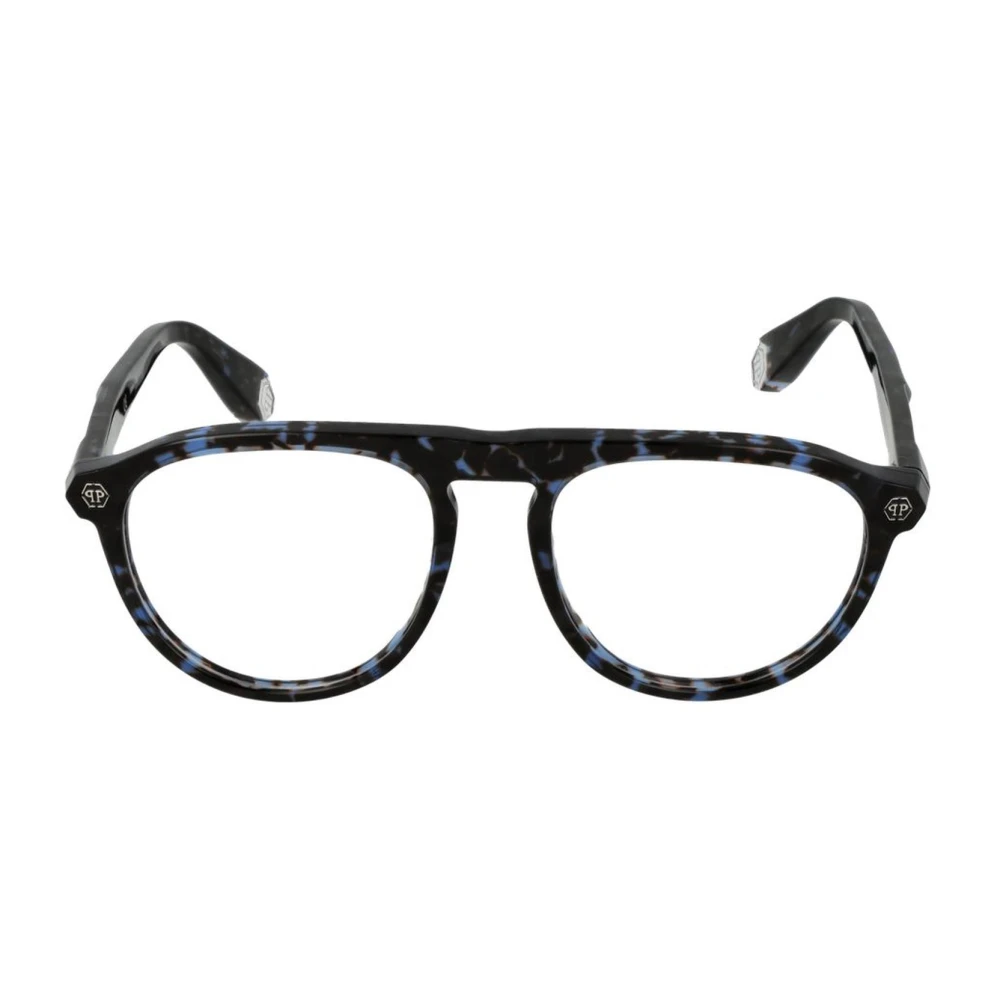 Philipp Plein Blauwe Ronde Optische Monturen van Celluloseacetaat Blue Heren