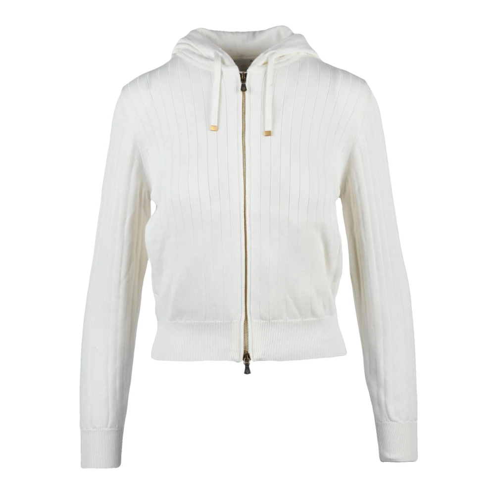 Eleventy Women's White Zip-Throughs, Xs, Felpa Corta In Maglia