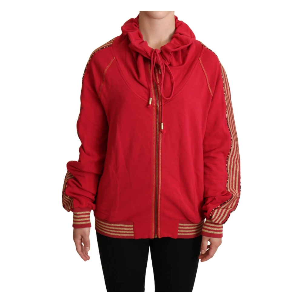 John Galliano , Zip-Throughs, Female, Red, Xs, Radiant Red Cotton Full Zip Hooded Jacket