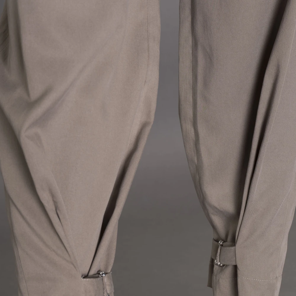 Moorer Moderne gesneden Gabardine broek met hoge taille Beige Dames
