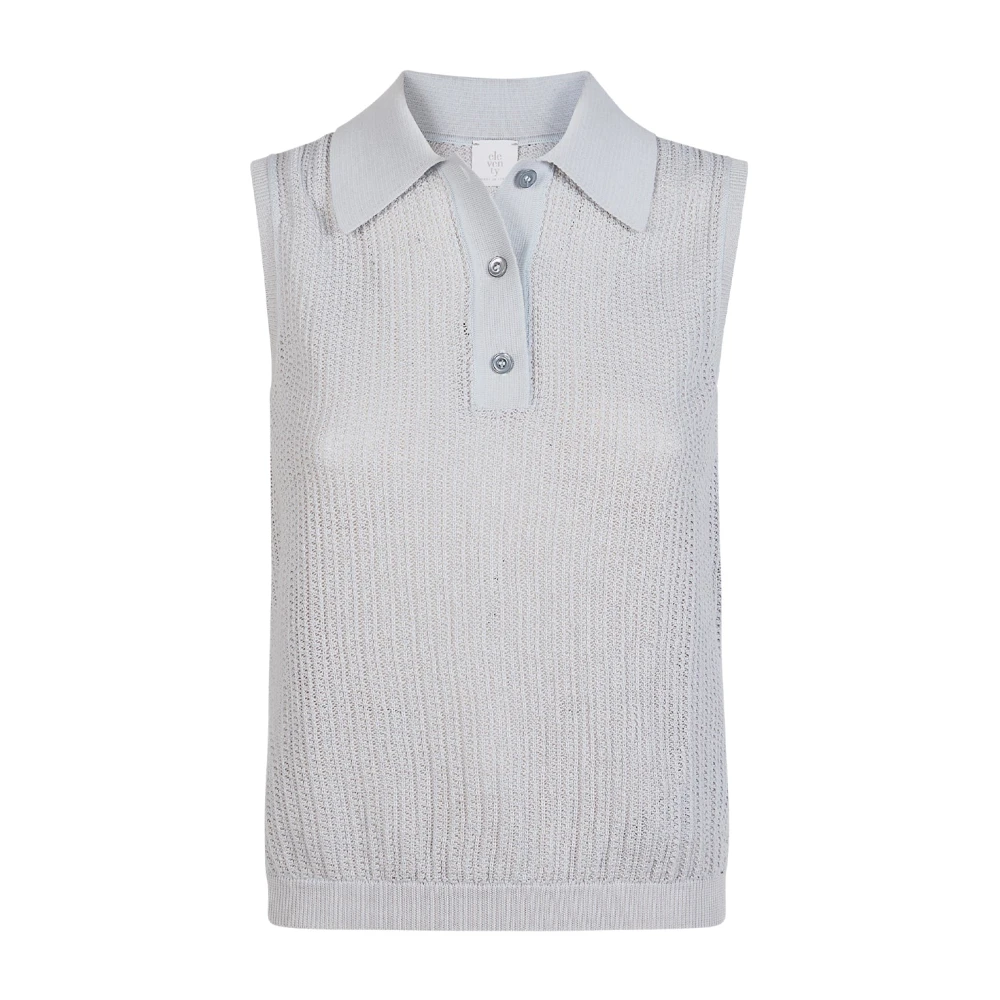 Eleventy Kvinno Blå Stickade Tröjor Dam, S, Bomull, Polo Smanicata In Maglia