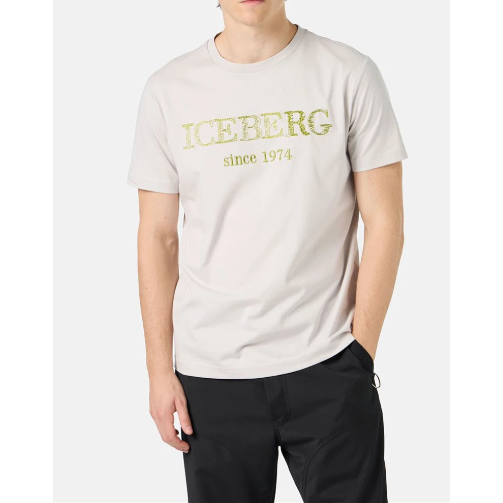 Iceberg Beige crewneck sweatshirt met geborduurd logo Beige Heren