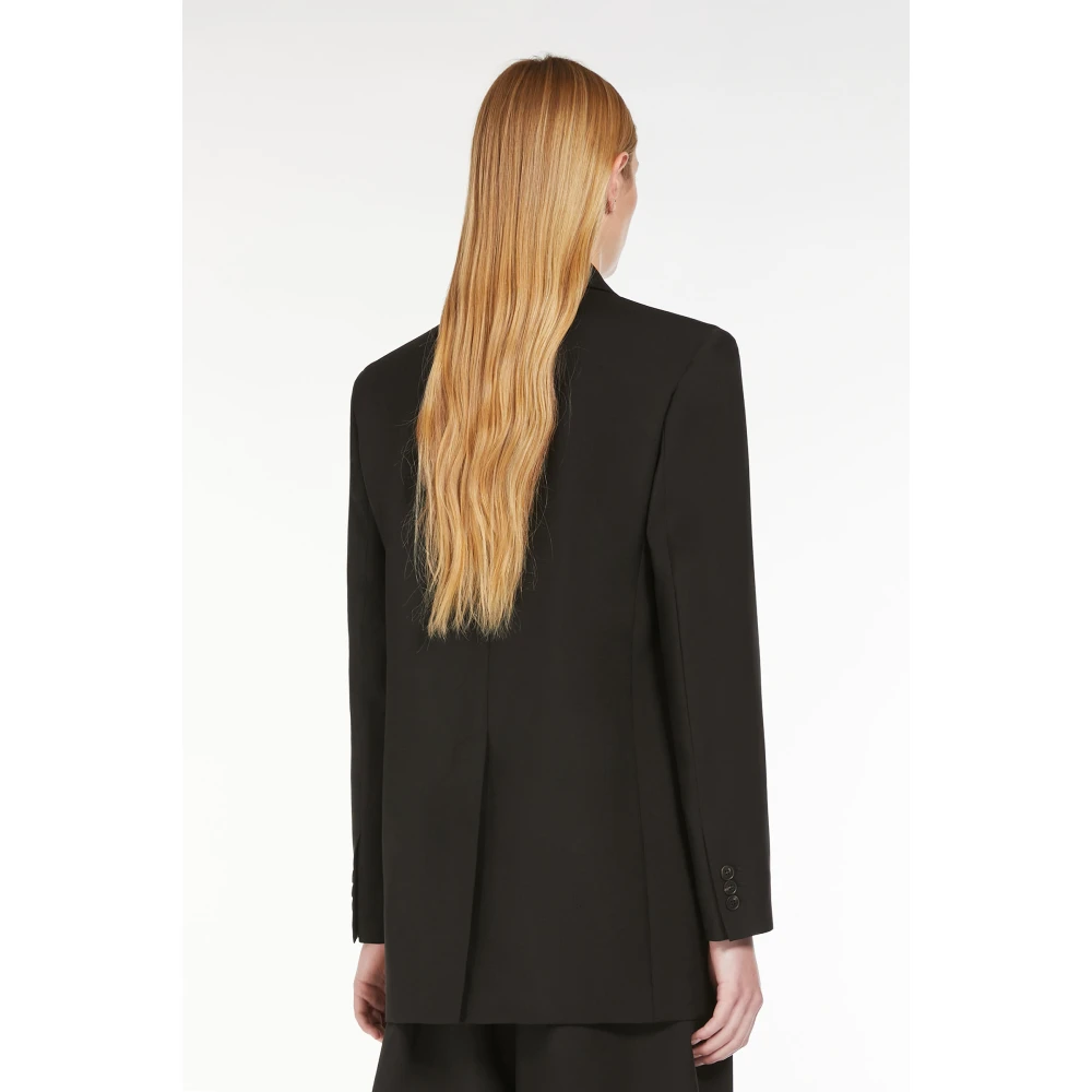 Max Mara Weekend Zwarte Wol Double-Breasted Blazer Black Dames