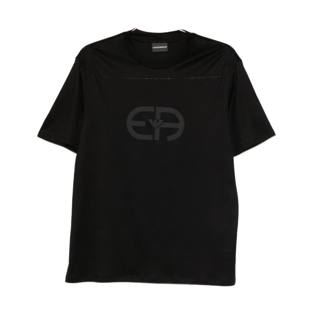 Emporio Armani Men's Black T-Shirts, 2XL, Logo Print Cotton T-Shirt
