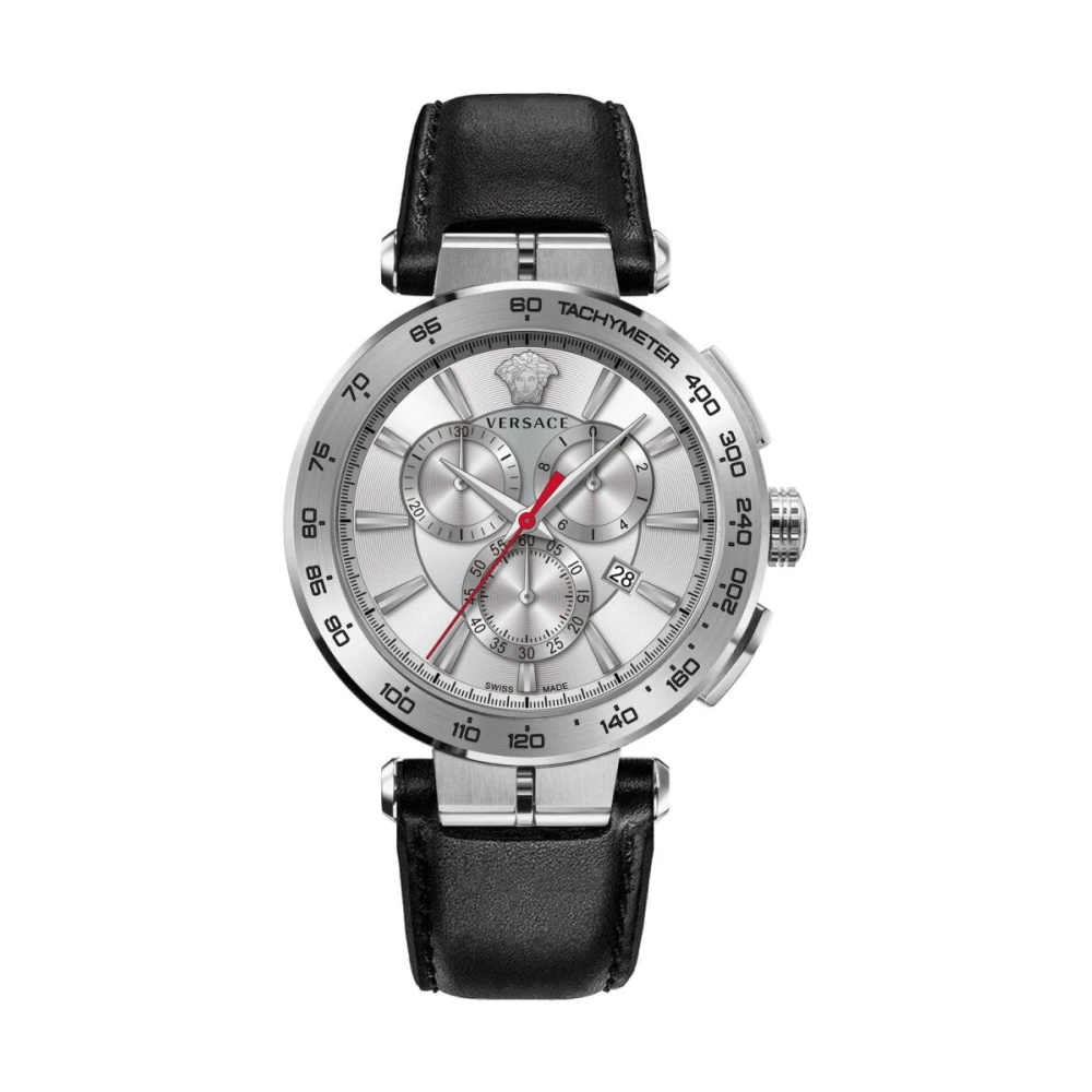 Versace Gray Watches, Male, One Size, Chronograph Aion Black Silver Watch