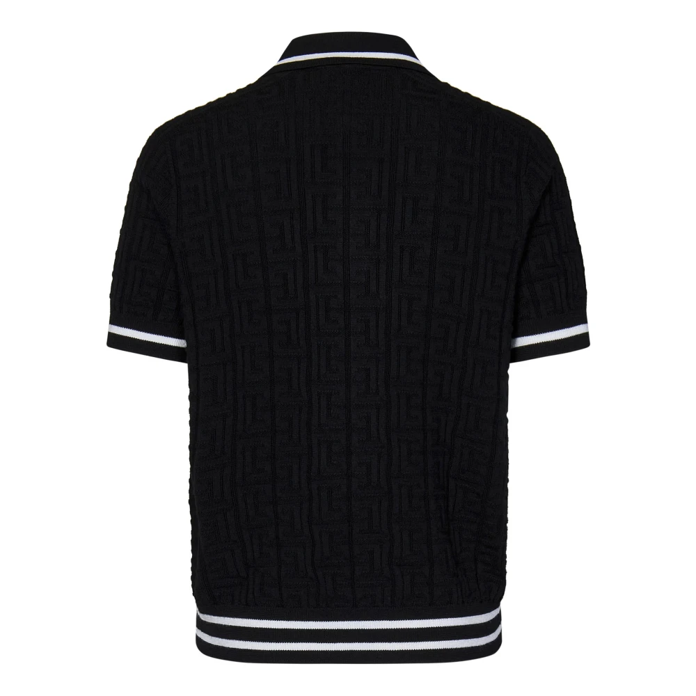 Balmain Zwart T-shirt met Labyrint Monogram Black Heren