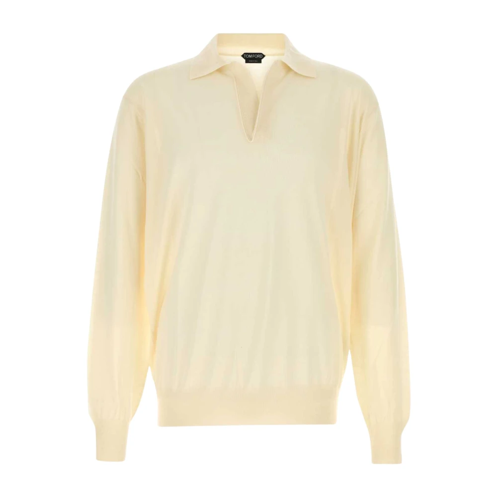 Tom Ford Men's White Cashmere Polo Shirt