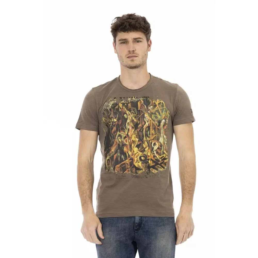 Trussardi Men's Brown T-Shirts, 3XL, Elegant Tee With Frontprint