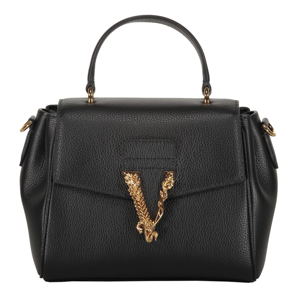 Versace Kalfsleren Crossbody Tas met Klepsluiting Black Dames