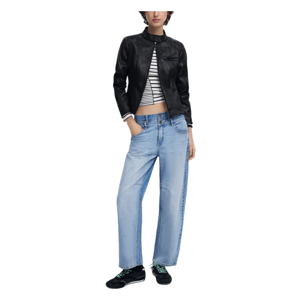 Desigual Zwarte Ritsjas Lente Zomer Vrouwen Black Dames