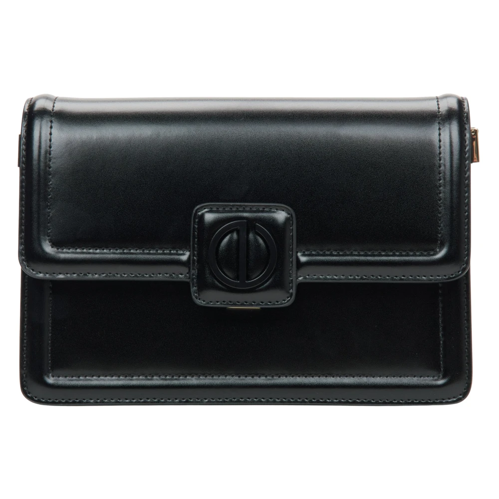 Estro Kleine Zwarte Leren Schoudertas voor Vrouwen Er00115779 Black Dames