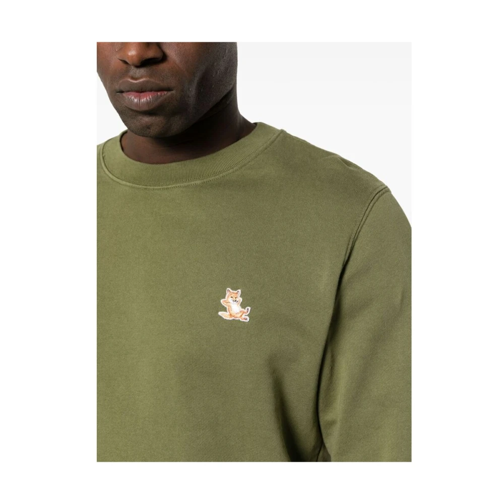 Maison Kitsuné Khaki Sweatshirt met Chillax Patch Green Heren