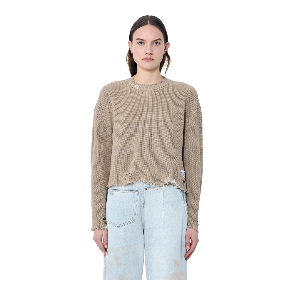 MM6 Maison Margiela Gestoorde gebreide trui Beige Dames