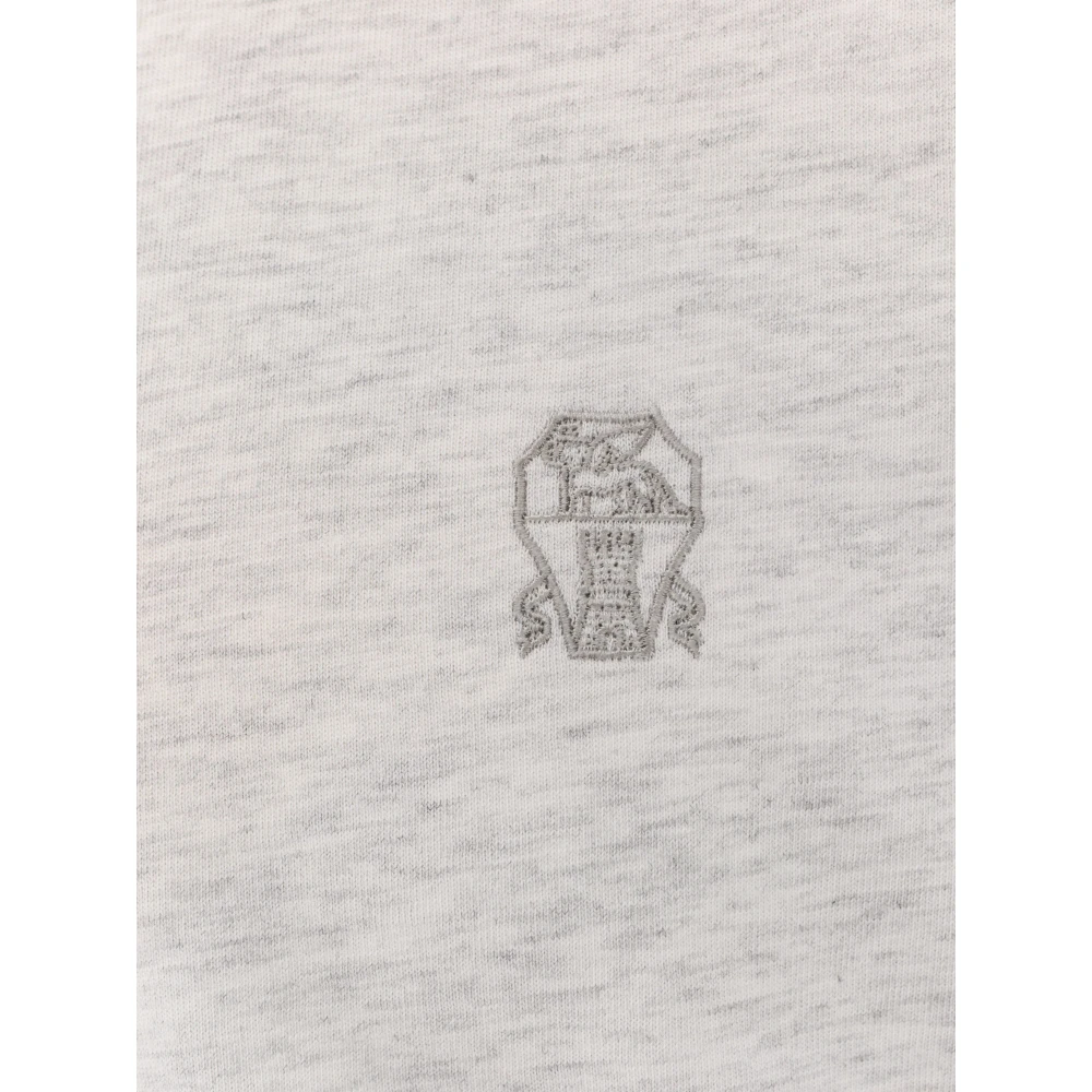 BRUNELLO CUCINELLI Logo Geborduurd Katoenen T-Shirt Gray Heren