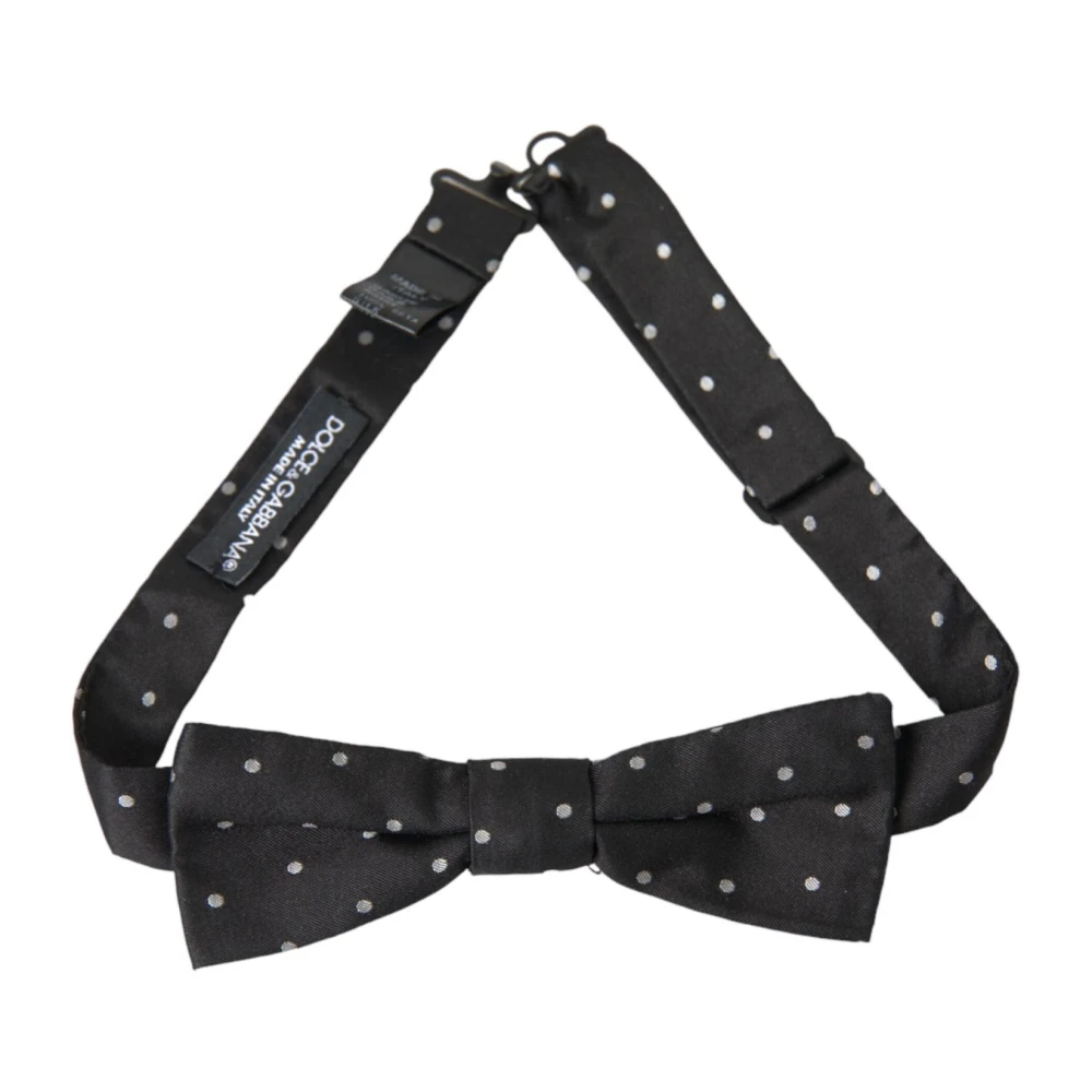 Dolce & Gabbana Men's Black Polka Dot Silk Bow Tie