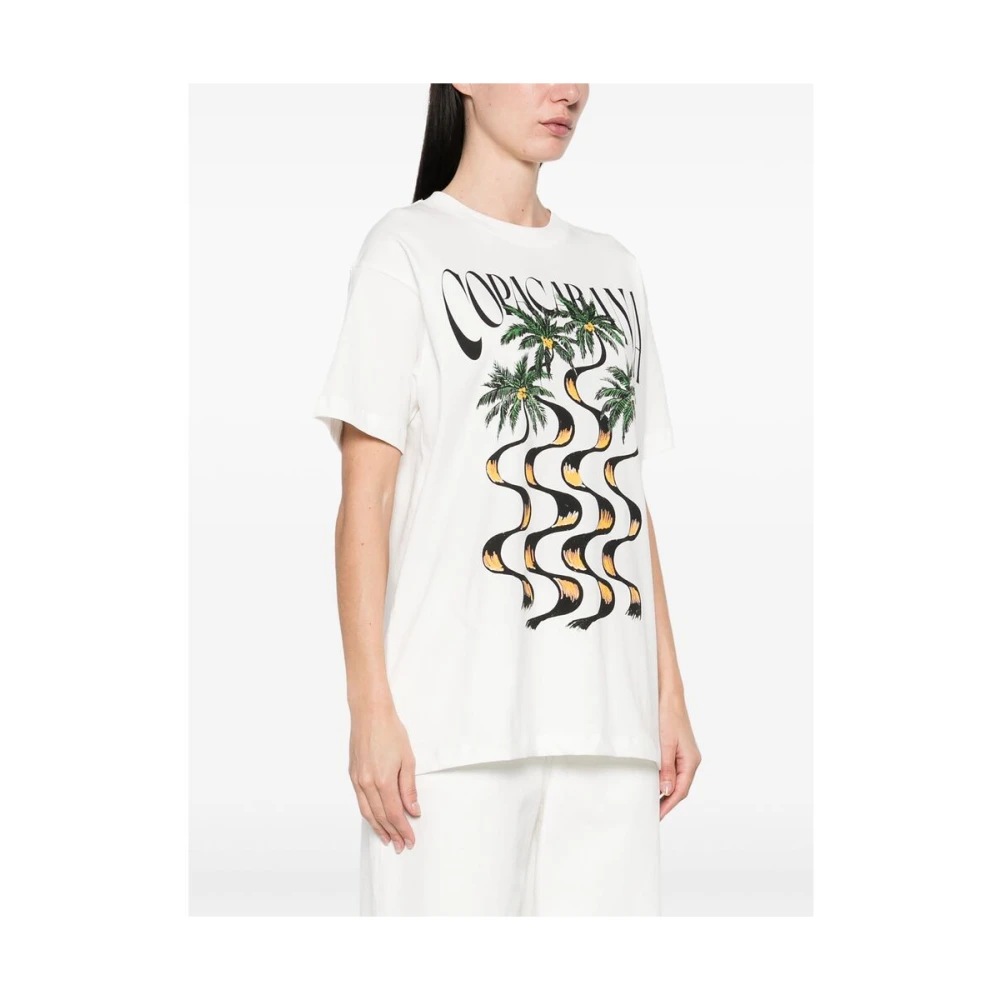 Farm Rio Grafische Print Crew Neck T-shirt White Dames