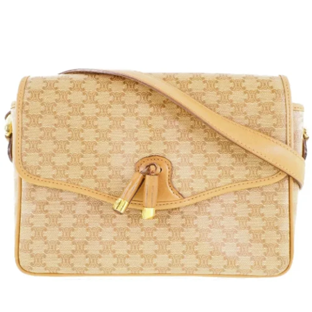 Celine Vintage Pre-owned Plastic shoulder-bags Beige Dames