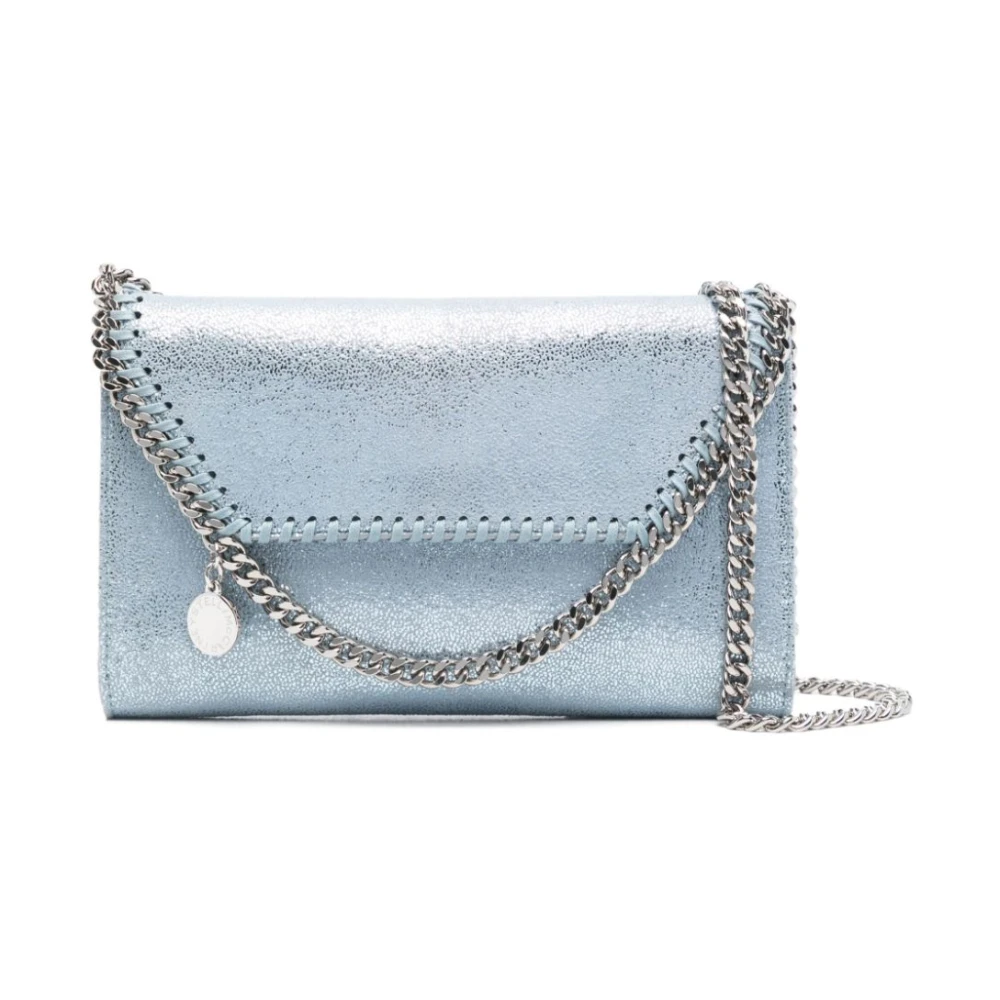 Stella Mccartney Blauwe Metallic Ketting-Schoudertas Blue Dames