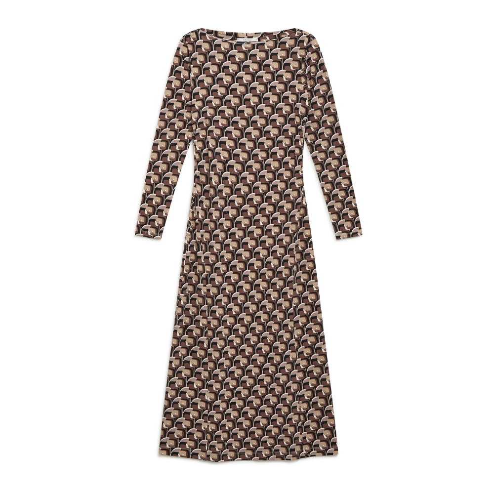 Maliparmi Gedrukte Jersey Boothals Jurk Brown Dames