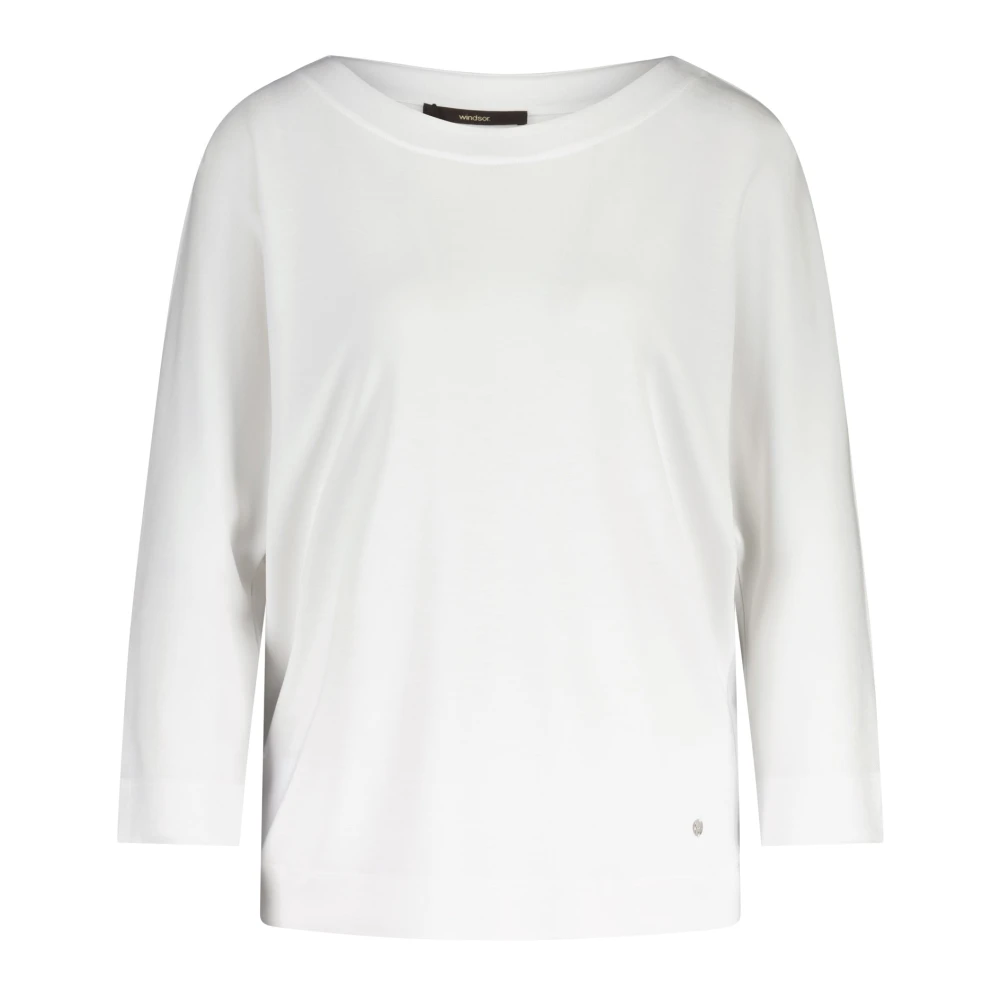 Windsor Comfortabel losvallend shirt met 3 4 mouwen White Dames