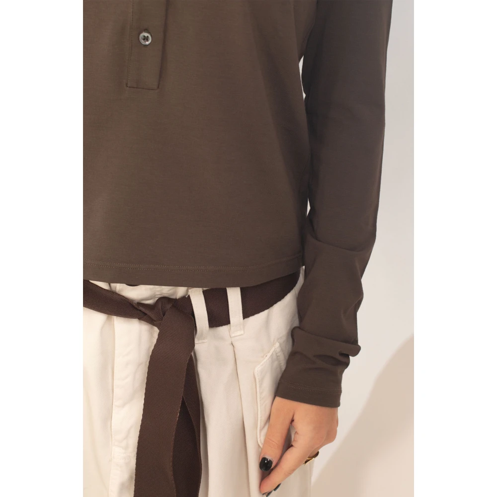 pinko Geborduurd Poloshirt Brown Dames