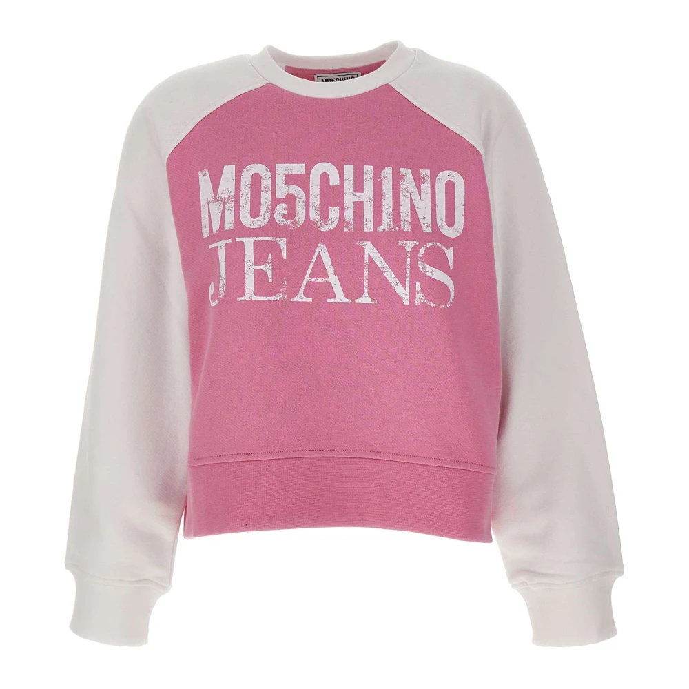 Moschino Roze Katoenen Sweatshirt voor Dames met Maxi Logo Pink Dames