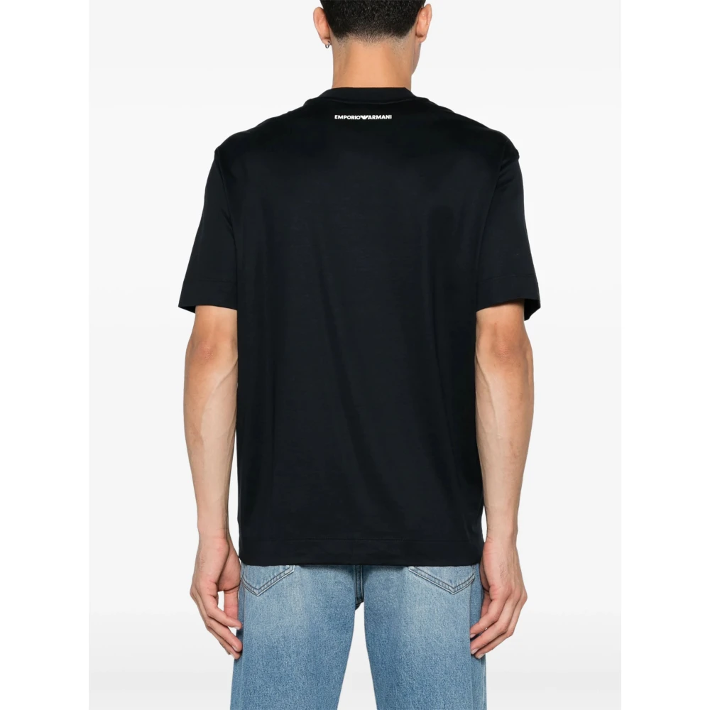 Emporio Armani Lyocell Katoen T-shirt Blue Heren