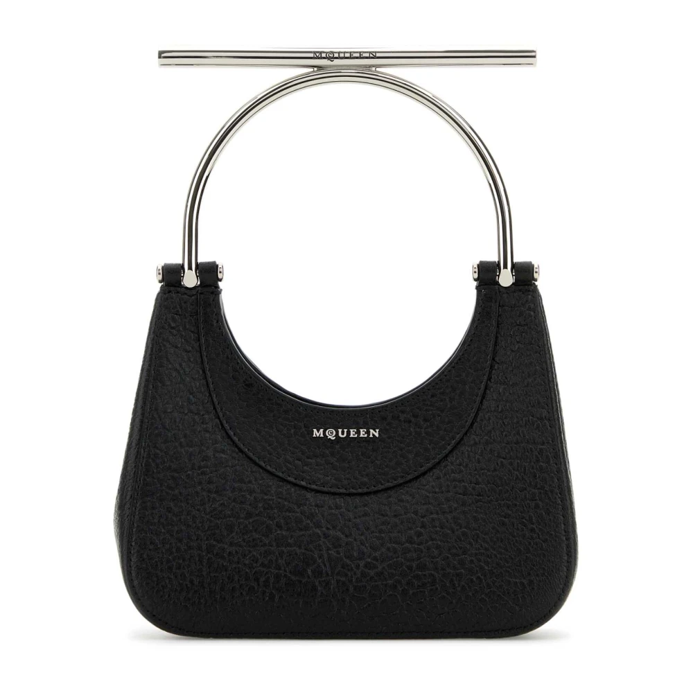 alexander mcqueen Mini Cross-Bar Zwarte Leren Handtas Black Dames