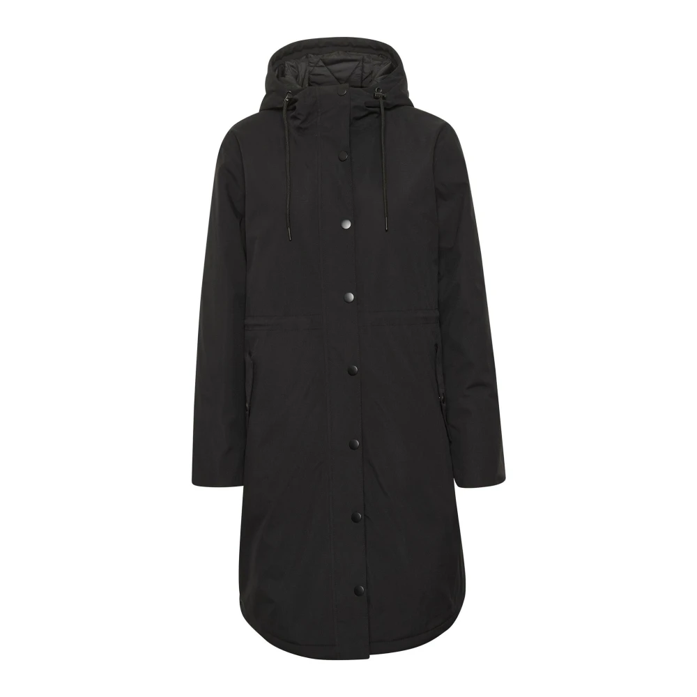 Kaffe Women's Black Long Coat Deep Stylish Jacket