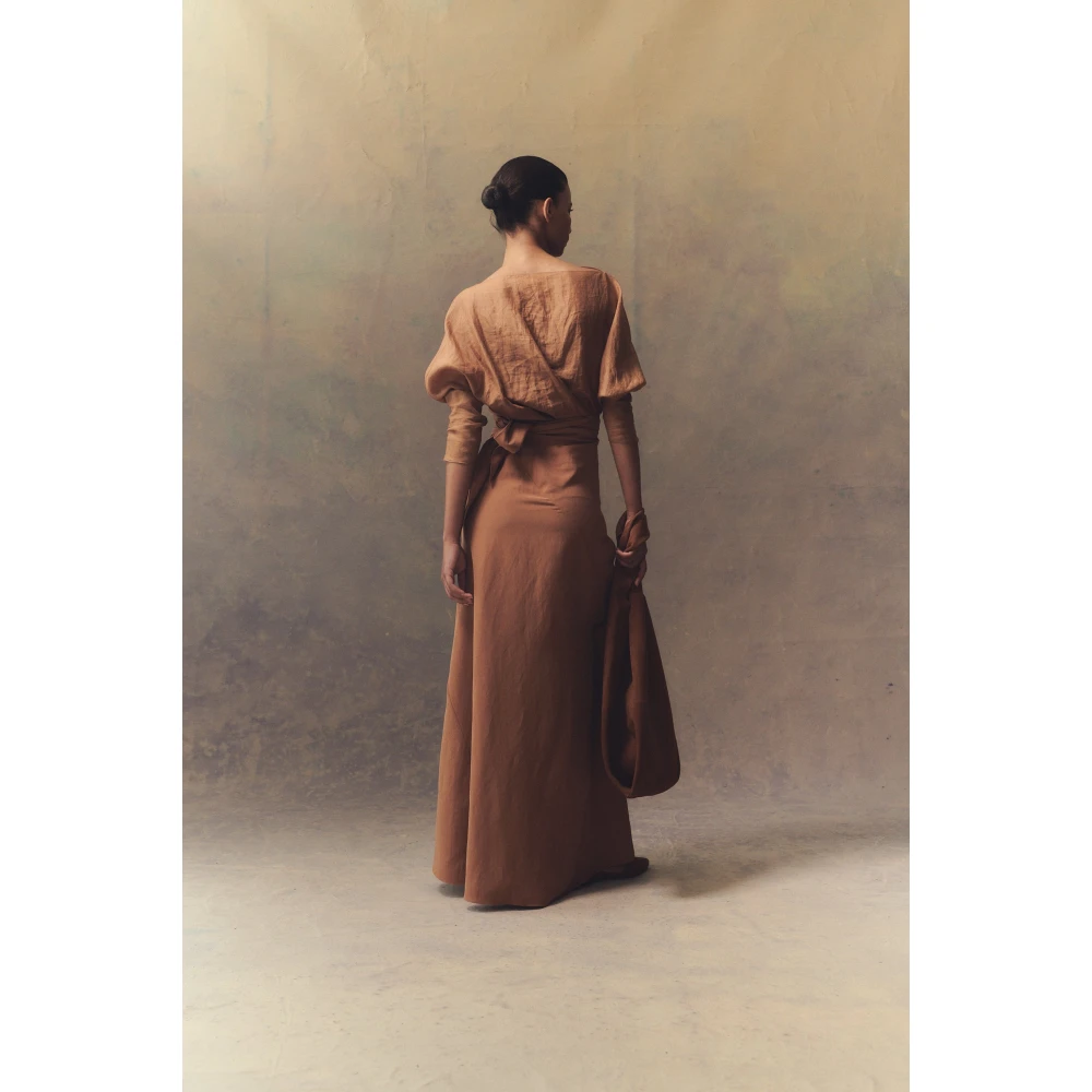 Cortana Tanami lange linnen en zijden terracotta rok Brown Dames