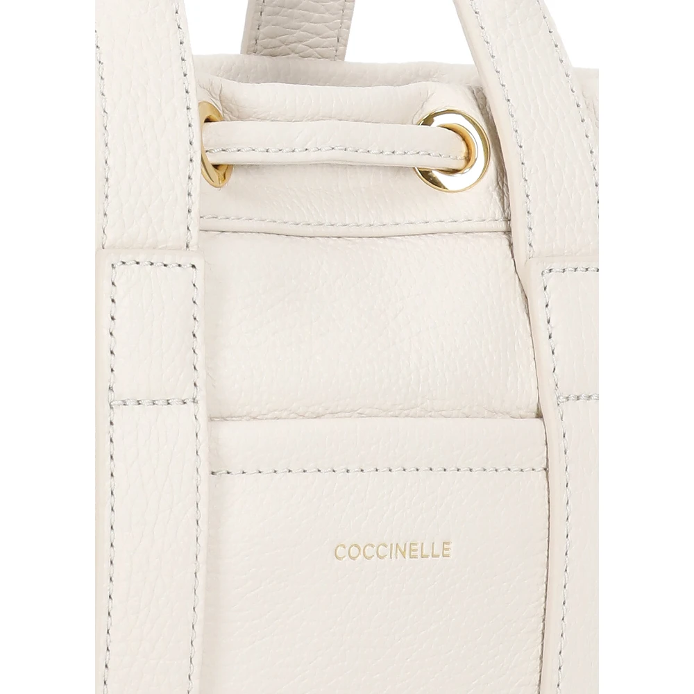 Coccinelle Ivoor Leren Handtas met Afneembare Band Beige Dames