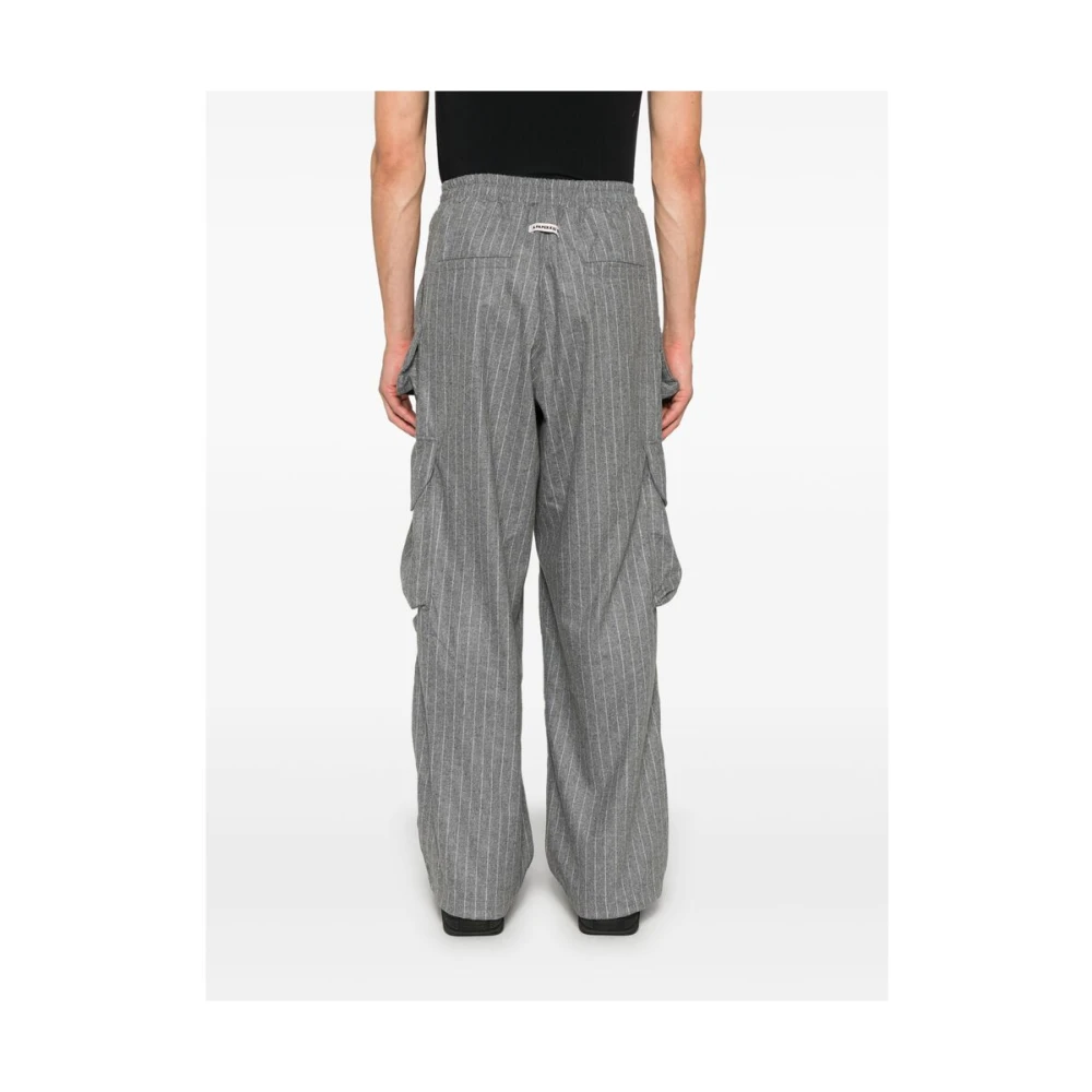 A Paper Kid Grijze Flanellen Cargo Broek Gray Heren