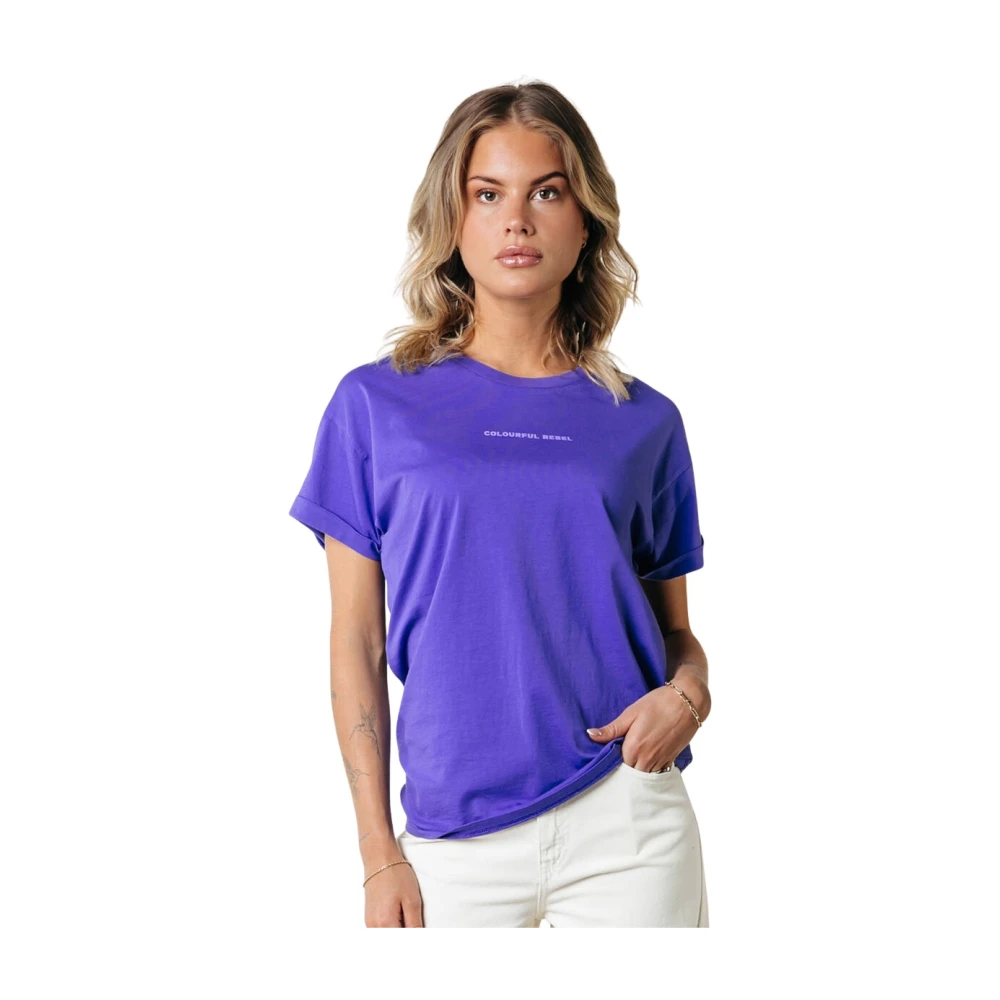 Colourful Rebel Uni Logo Boxy Tee Purple Dames