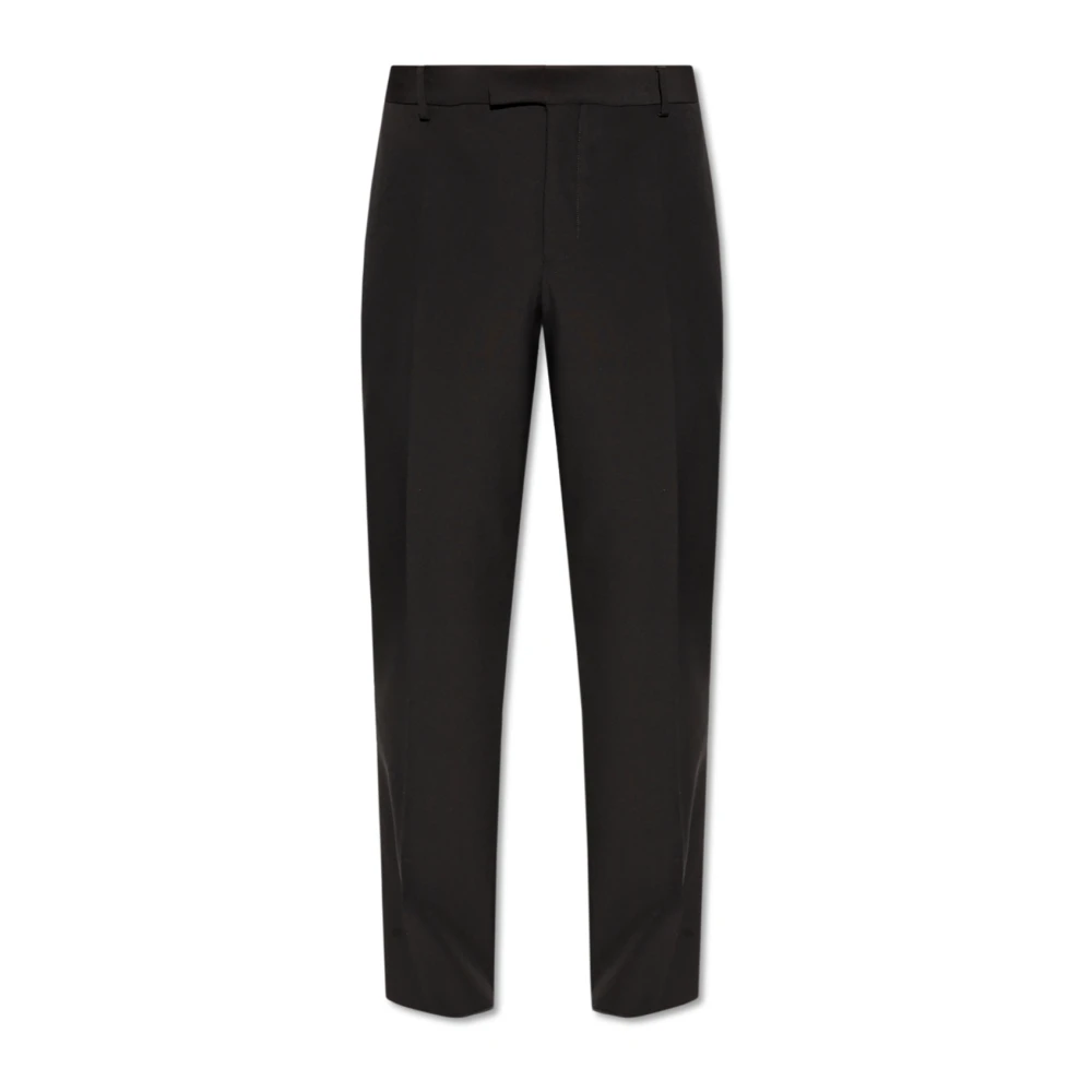 Salvatore Ferragamo Wollen broek met vouw Black Heren