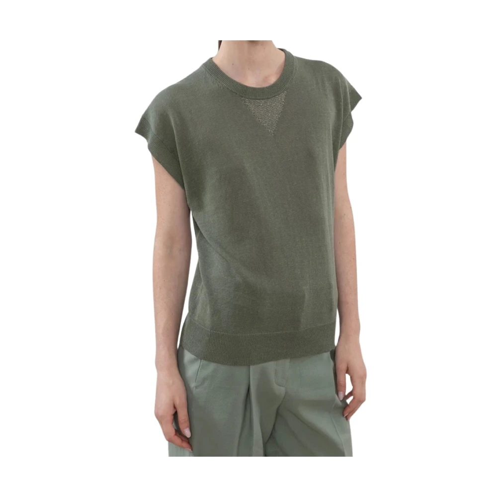 PESERICO Linnen Vest Green Dames