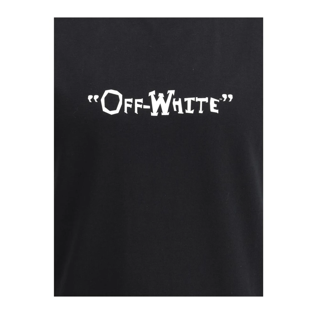 Off White Monogram Quote T-Shirt met Geribbelde Crew Neck Black Heren