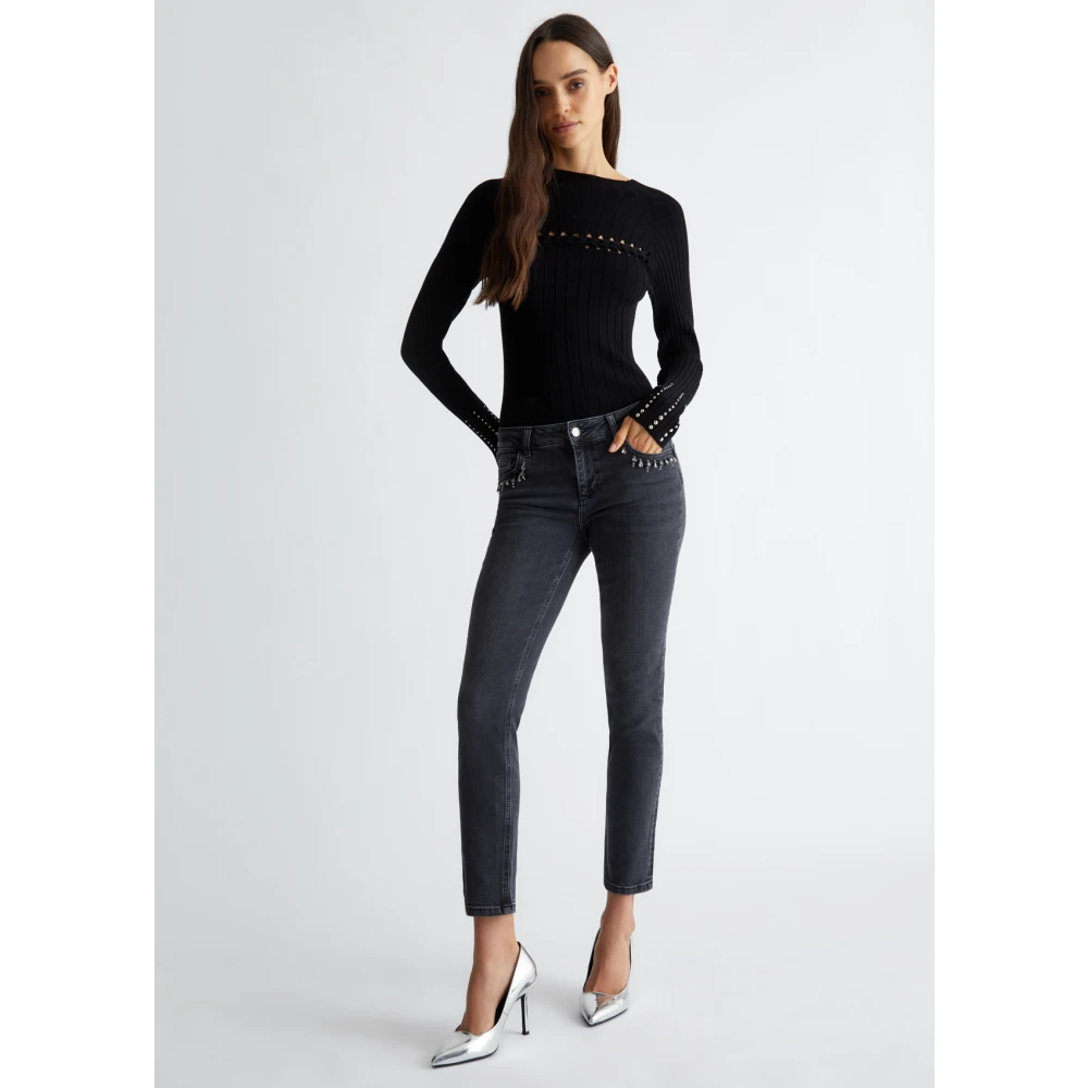 Liu Jo Skinny Bottom Up Jeans met Strass Blue Dames
