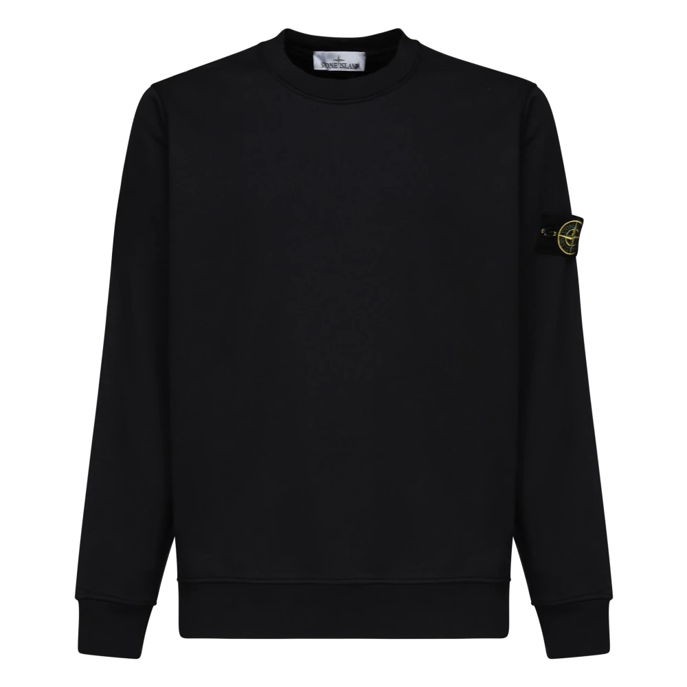 Stone Island Zwarte Crew Neck Logo Sweatshirt Black Heren