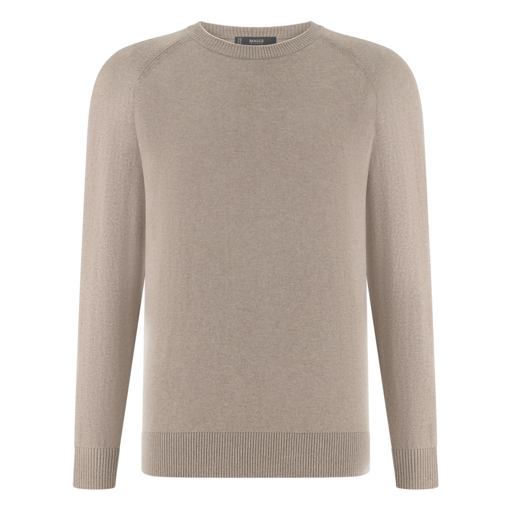 Boggi Milano Homme Beige - Pull Ras Du Cou En Coton- Soie Et Cachemire - Pulls - Taille: Xl