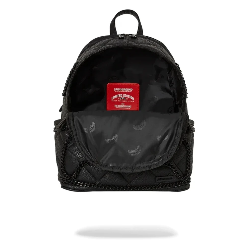 Sprayground Zwarte Gewatteerde Rugzak met Stikdetail Black Heren