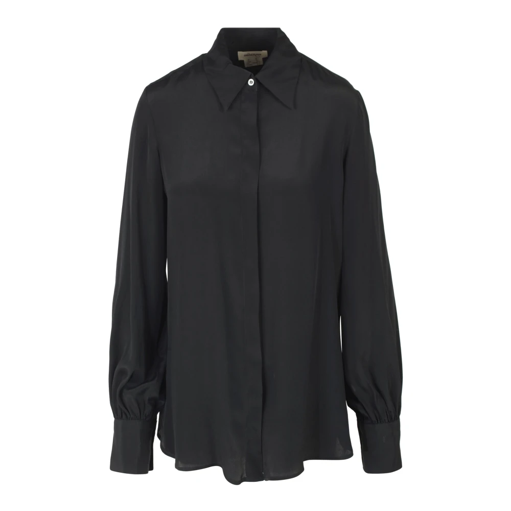 Ottod'Ame Zijden overhemd met klassieke kraag Black Dames