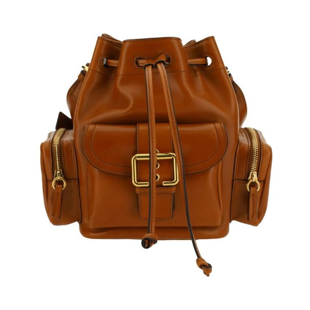 Chloé Leren camerabucketbag met meerdere zakken Brown Dames