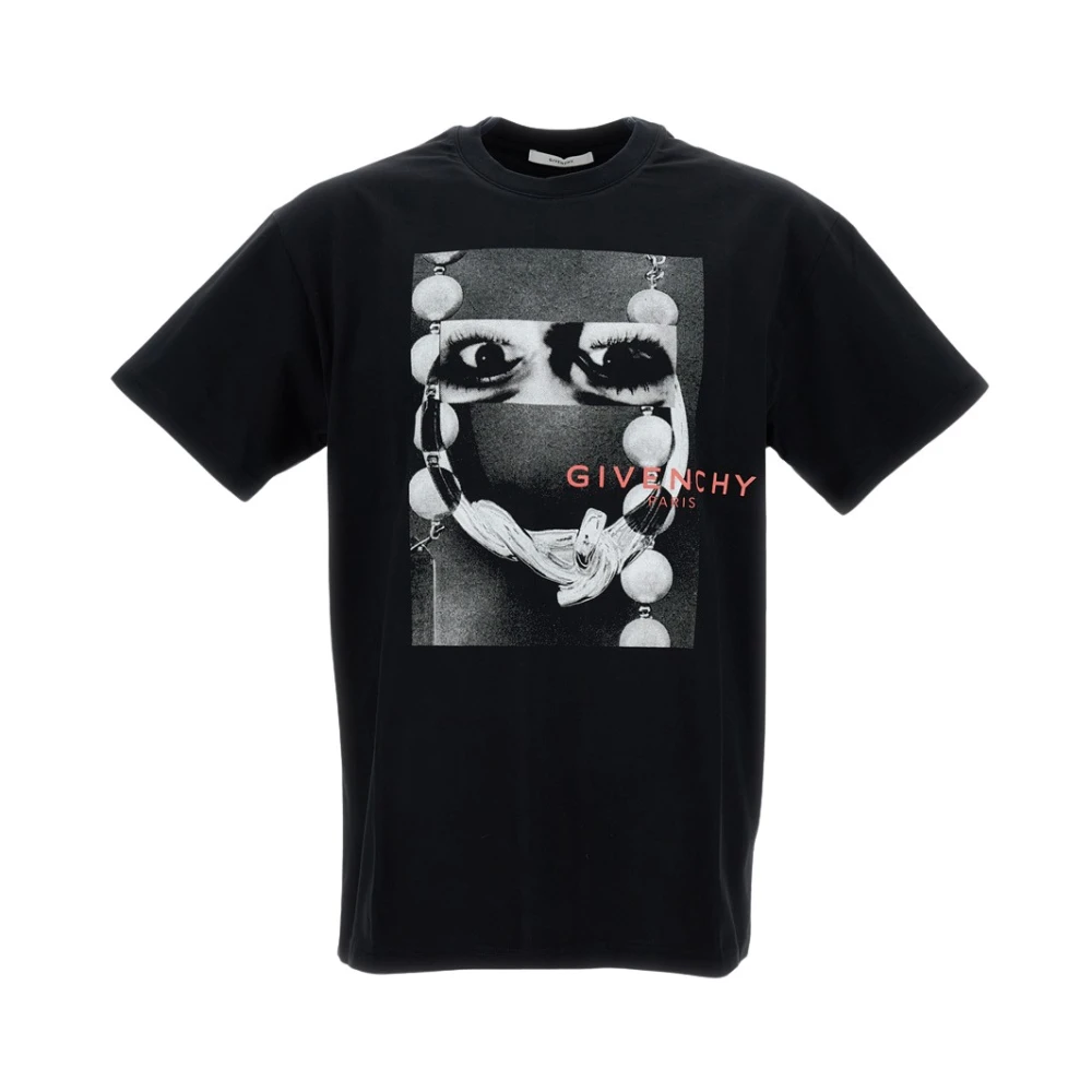Givenchy Men's Black T-Shirts, S, Cotton Stamp Print T-Shirt