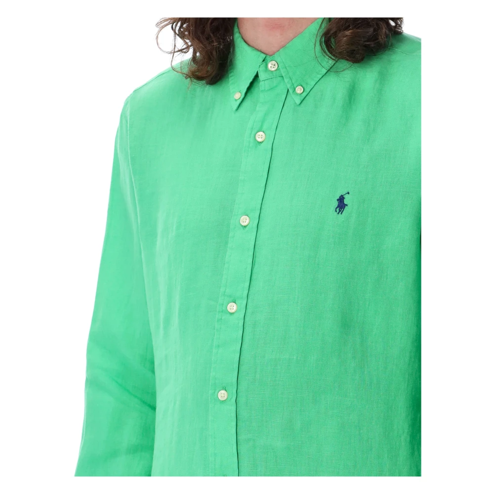 Ralph Lauren Linnen Overhemd Green Heren