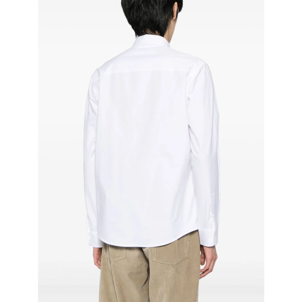 Maison Kitsuné Witte Oxford Katoenen Overhemd met Fox Logo Borduurwerk White Heren