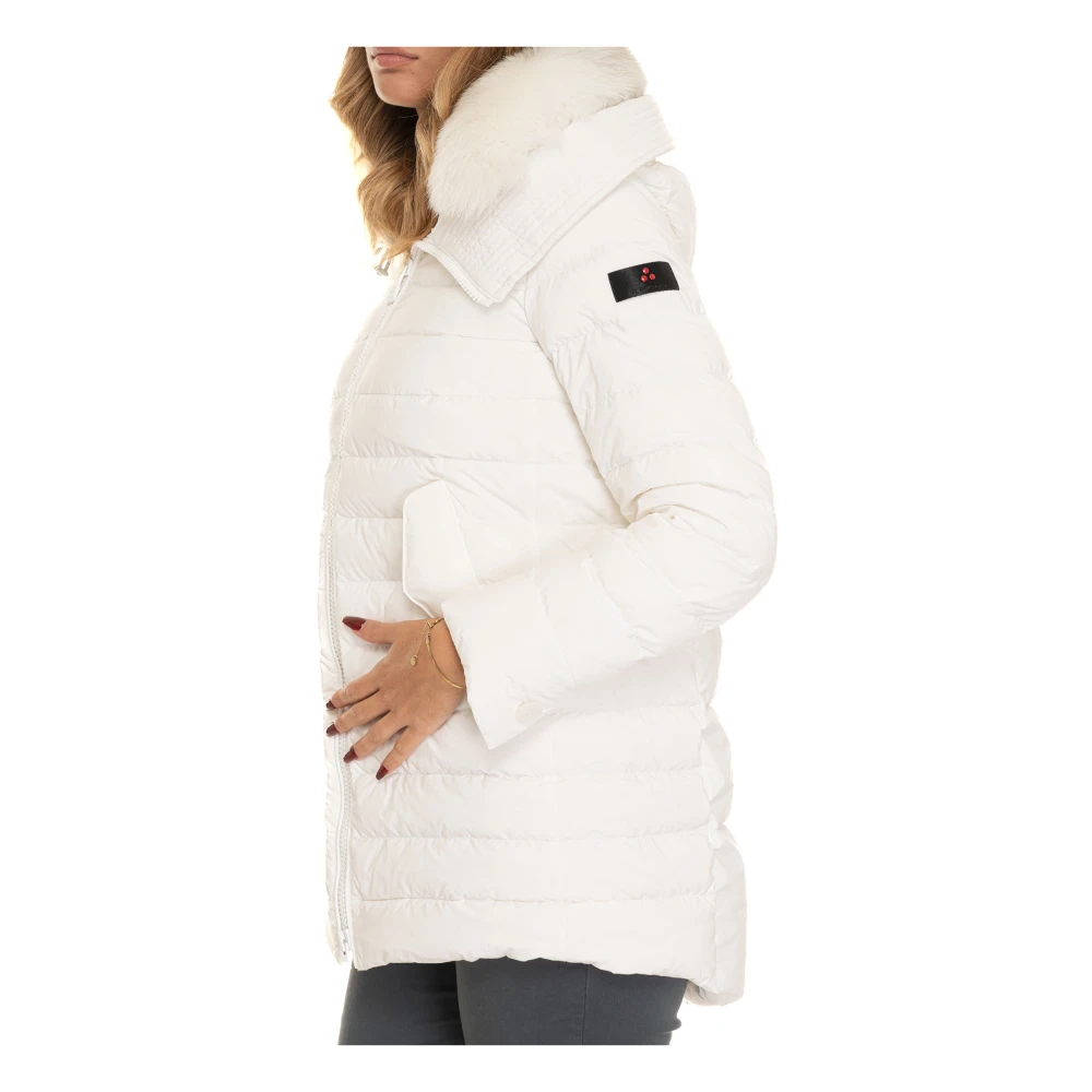 Peuterey Gewatteerd jack met afneembare bont White Dames